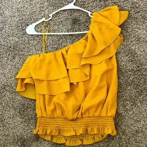 Mustard yellow off the shoulder top